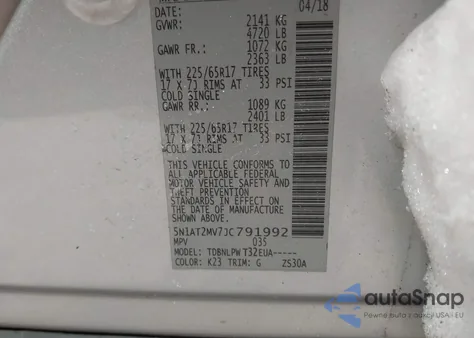 2018 Nissan Rogue S from USA, damaged, VIN 5N1AT2MV7JC791992